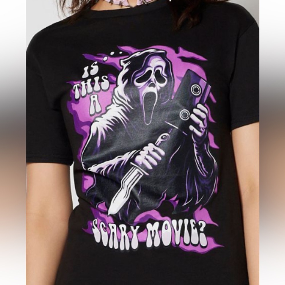 Spencer’s | Scary Movie Ghost Face‎ T Shirt | Size Small | NEW!!!🖤💜👻